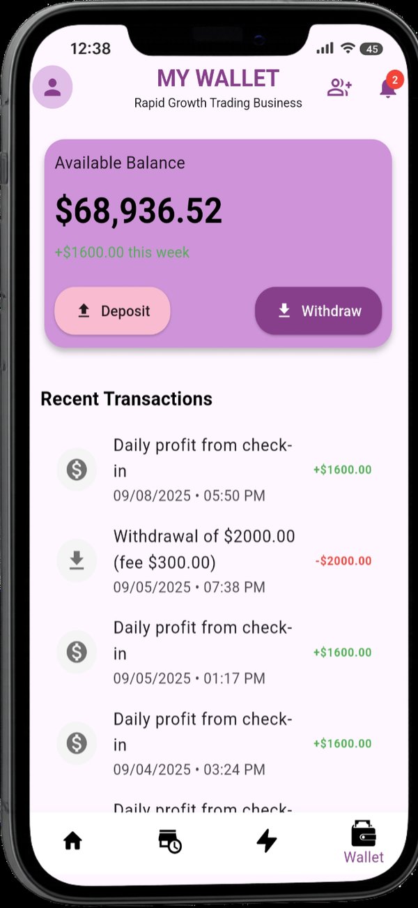 Wallet and transactions view